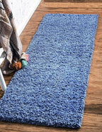 Unique Loom Solid Shag Collection Area Rug (2' 6" x 13' 1" Runner, Periwinkle Blue)