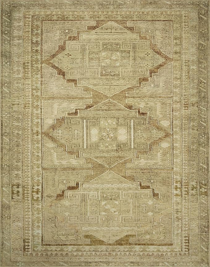 Loloi Magnolia Home by Joanna Gaines Sinclair Collection SIN-02 Khaki/Tobacco 3'-6" x 5'-6", .25" Pile Height, Machine Washable, Accent Rug