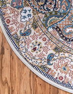 Unique Loom Narenj Collection Classic Traditional Medallion Textured Design Area Rug, Round 5' 0" x 5' 0", Ivory/Tan
