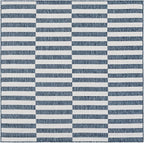 Unique Loom Outdoor Striped Collection Area Rug - Striped (6' 1" Square Blue/Ivory)