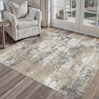3x5 Abstract Area Rug Brown Washable Modern Neutral Office Carpet Non Slip Ultra Soft Indoor Entry Low Pile Small Door Mat Bedroom Contemporary Throw Rug for Kitchen Laundry Dinging Room
