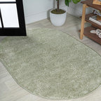 JONATHAN Y Haze Solid Low-Pile Green 5x8 Oval Indoor Area Rug, Coastal,Bohemian,Minimalist,Classic, Easy-Cleaning for Living Room,Bedroom,Kitchen,Pet Friendly,Non-Shedding (SEU100O-5OV)