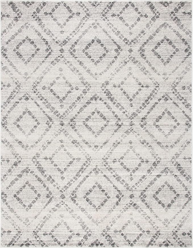 SAFAVIEH Adirondack Collection Area Rug - 6' x 9', Light Grey & Grey, Modern Diamond Distressed Design, Non-Shedding & Easy Care, Ideal for High Traffic Areas in Living Room, Bedroom (ADR131C)