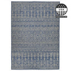 FH Home Flat Woven Outdoor Rug - Waterproof, Easy to Clean, Stain Resistant - Premium Polypropylene Yarn - Boho Moroccan - Patio, Porch, Deck, Balcony - Dakar - Blue - 5ft 2in x 7ft 6in