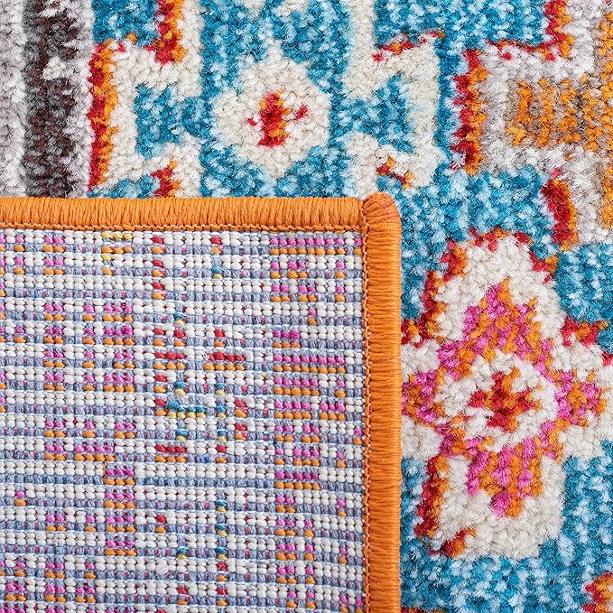 SAFAVIEH Madison Collection Runner Rug - 2'2" x 6', Rust & Pink, Boho Diamond Distressed Design, Non-Shedding & Easy Care, Ideal for High Traffic Areas in Living Room, Bedroom (MAD418Q)