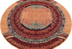 Unique Loom Estrella Collection Rustic, Distressed, Modern, Abstract Area Rug (6' 0 x 6' 0 Round, Orange/Black)