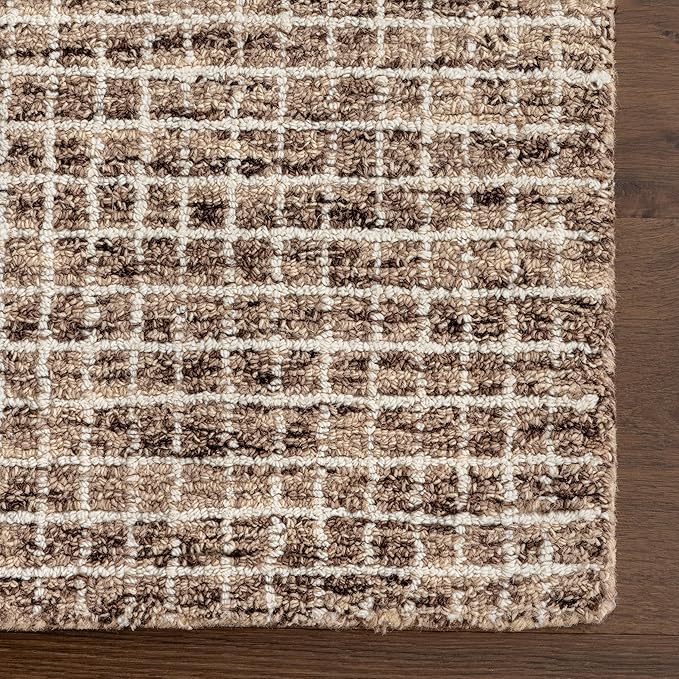 Rugs USA Melrose Handmade, Brown/Ivory, 6', Wool & Cotton Round, Soft and Cozy, High Traffic, Stain Resistant, Easy Clean, Durable Area Rug for Bedroom, Living Room, Dining Space, Den, Foyer, Entryway