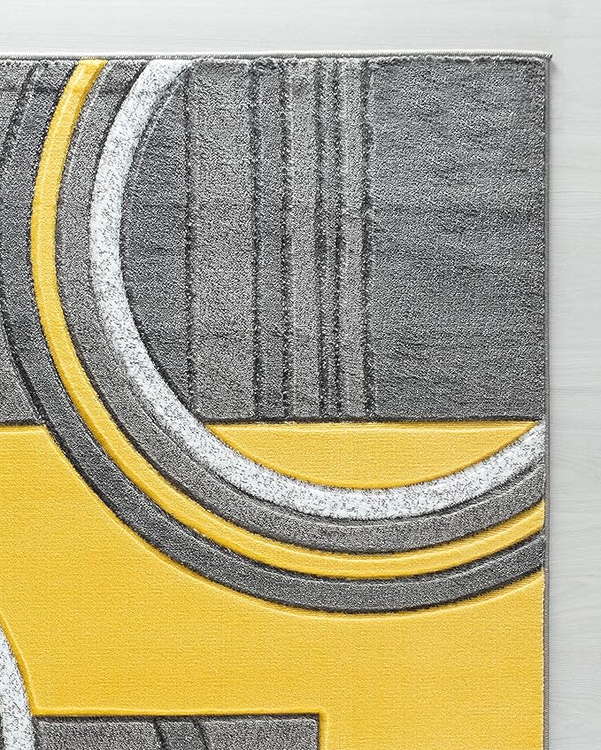 GLORY RUGS Area Rug Modern Soft Hand Carved Contemporary Floor Carpet with Premium Fluffy Texture for Indoor Living Dining Room and Bedroom Area (2x3, Yellow)