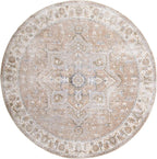 Nourison Home Astra Machine Washable Beige 5'3" x Round Area Rug - Easy Clean, Non Shedding, Bed Room, Living Room, Dining Room, Kitchen (5' x Round)
