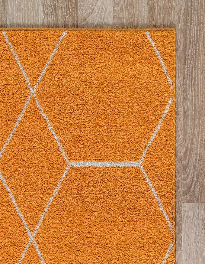 Unique Loom Trellis Frieze Collection Area Rug - Geometric (8' x 10', Orange/ Ivory)