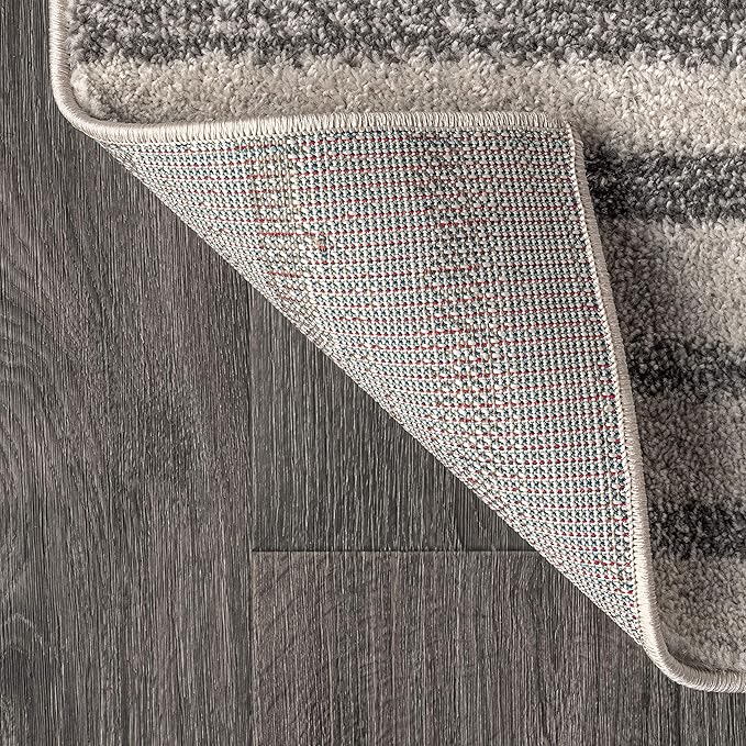 JONATHAN Y Lyla Offset Stripe Gray/Cream Indoor Area Rug, 8x10, Contemporary, Modern, Easy-Cleaning for Living Room, Bedroom, Kitchen, Pet Friendly, Non-Shedding (MOH204A-8)