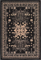 Unique Loom Taftan Collection Border Geometric Tribal Inspired Design Area Rug (6' 0 x 9' 0 Rectangular, Black/ Gray)