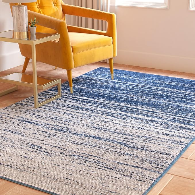 SAFAVIEH Area Rug 6x8 - Adirondack Collection - Navy & Grey, Modern Ombre Design, Non Shedding & Easy to Clean, Ideal for Living Room, Bedroom, Office, Dining Space (ADR113E)
