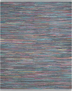 SAFAVIEH Rag Rug Collection Area Rug - 10' x 14', Aqua & Multi, Handmade Boho Stripe Cotton, Ideal for High Traffic Areas in Living Room, Bedroom (RAR121K)