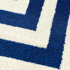 Abani Contemporary Blue & Ivory 6'x9' Area Rug, Contrasting Geometric Modern Stripe Symmetrical Living Room Carpet Rugs