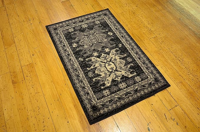 Unique Loom Taftan Collection Border Geometric Tribal Inspired Design Area Rug (2' 2 x 3' 0 Rectangular, Black/ Gray)