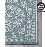 FH Home Flat Woven Outdoor Rug - Waterproof, Easy to Clean, Stain Resistant - Premium Polypropylene Yarn - Farmhouse - Porch, Deck,Balcony,Laundry Room - Marbella - Ocean - 2ft 8in x 4 ft 11in