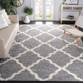SAFAVIEH Dallas Shag Collection Area Rug - 10' Square, Grey & Ivory, Trellis Design, Non-Shedding & Easy Care, 1.5-inch Thick Ideal for High Traffic Areas in Living Room, Bedroom (SGD257G)