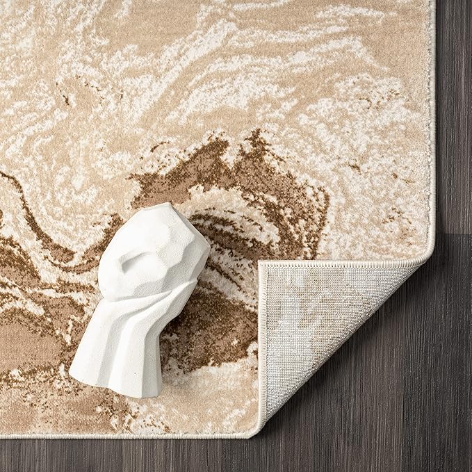 LUXE WEAVERS Marble Swirl Abstract Area Rug, Beige 5x7
