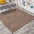 Eyely UES100J-6SQ Supersoft Haze Solid Low-Pile Indoor Area Rug, Coastal, Bohemian, Minimalist, Classic, Casual for Bedroom,Kitchen,Living Room,Non Shedding,Easy-Washing, Brown, 6' Square