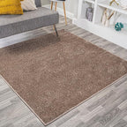 Eyely UES100J-6SQ Supersoft Haze Solid Low-Pile Indoor Area Rug, Coastal, Bohemian, Minimalist, Classic, Casual for Bedroom,Kitchen,Living Room,Non Shedding,Easy-Washing, Brown, 6' Square