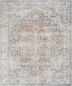Nourison Home Astra Machine Washable Traditional Denim Multi 7'10" x 10' Area Rug, Easy Clean, Non Shedding, Bed Room, Living Room, Dining Room, Kitchen (8x10)