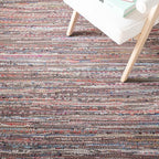 SAFAVIEH Rag Rug Collection Area Rug - 9' x 12', Rust & Multi, Handmade Boho Stripe Cotton, Ideal for High Traffic Areas in Living Room, Bedroom (RAR121E)