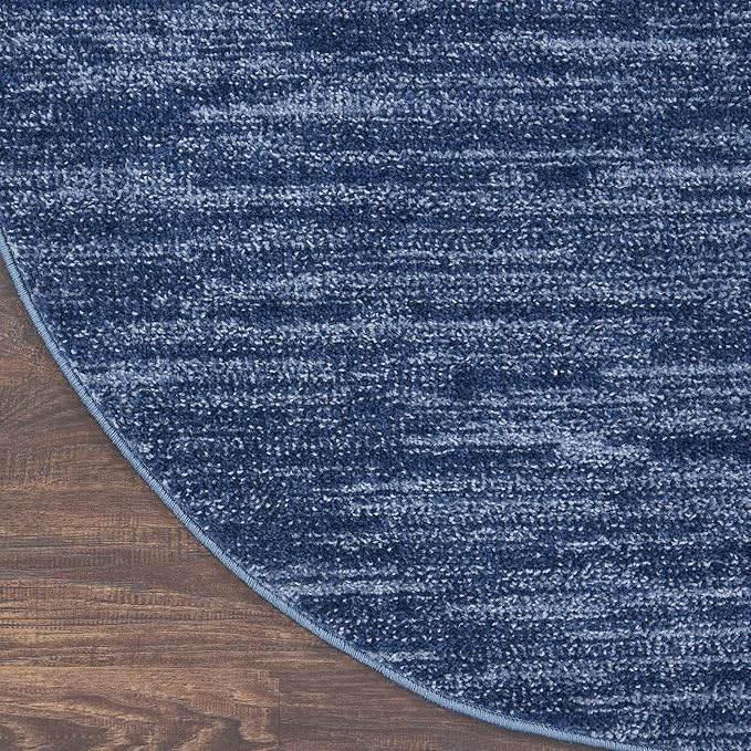 Nourison Home Nourison Essentials Navy Blue 6' x Round Area Rug - Easy Clean, Non Shedding, Bed Room, Living Room, Dining Room, Kitchen (6' x Round)