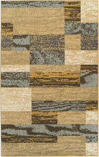 Superior Indoor Area Rug, Jute Backed, Modern Geometric Patchwork Floor Decor for Bedroom, Office, Living Room, Entryway, Hardwood Floors, Rockwood Collection, 3' x 5', Light Blue-Beige