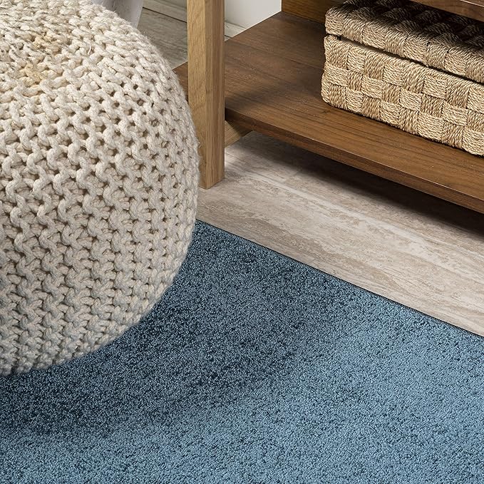 JONATHAN Y Haze Solid Low-Pile Turquoise 7x7 Square Indoor Area Rug, Coastal,Bohemian,Minimalist,Classic, Easy-Cleaning for Living Room,Bedroom,Kitchen,Pet Friendly,Non-Shedding (SEU100H-7SQ)