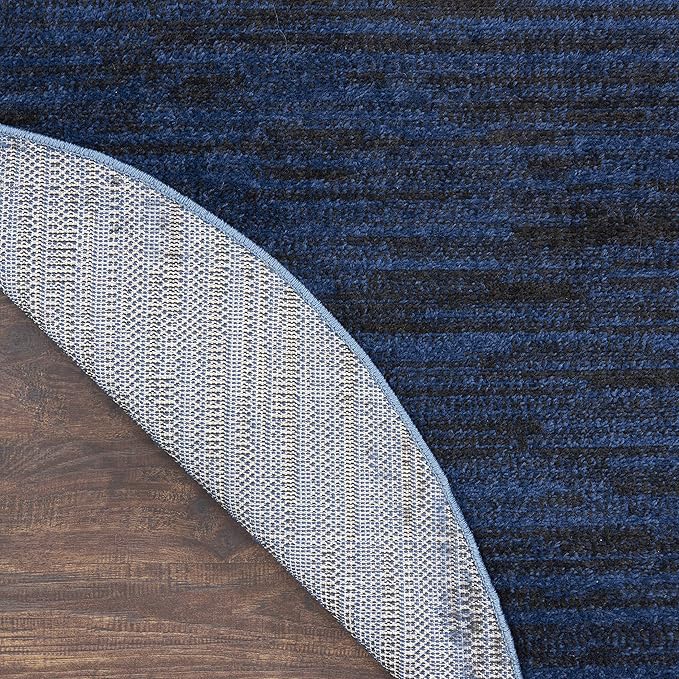Nourison Home Nourison Essentials Midnight Blue 8' x Round Area Rug - Easy Clean, Non Shedding, Bed Room, Living Room, Dining Room, Kitchen (8' x Round)