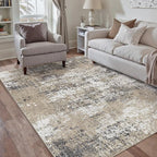4x6 Abstract Area Rug Brown Washable Modern Neutral Office Carpet Non Slip Ultra Soft Indoor Entry Low Pile Small Door Mat Bedroom Contemporary Throw Rug for Kitchen Laundry Dinging Room