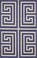 Unique Loom Athens Collection Classic Geometric Modern Border Design Area Rug (6' 0 x 9' 0 Rectangular, Navy Blue/ Beige)