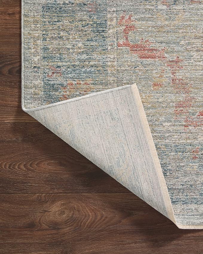 Loloi Magnolia Home by Joanna Gaines Millie Collection MIE-04 Slate/Multi 2'-7" x 8'-0", .25" Pile Height, Runner Rug
