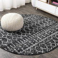 JONATHAN Y Boho Vintage Diamond Black/Ivory Round Area Rug 5 ft, Moroccan Hype for Living Room, Bedroom, Kitchen, Office, Easy-Cleaning, High Traffic, Pet-Friendly, Non-Shedding (MOH101D-5R)
