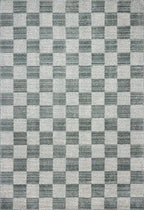 Loloi Chris Loves Julia Calvin Collection CLV-01 Blue/Ivory 2'-7" x 7'-6" Runner Rug Checkered Neutral Soft Living Room Bedroom Carpet