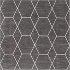 Unique Loom Trellis Frieze Collection Area Rug - Geometric (6' Square, Dark Gray/ Ivory)