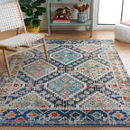 SAFAVIEH Madison Collection Accent Rug - 3' x 5', Navy & Beige, Boho Diamond Distressed Design, Non-Shedding & Easy Care, Ideal for High Traffic Areas in Entryway, Living Room, Bedroom (MAD418M)