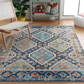 SAFAVIEH Madison Collection Area Rug - 5'3" x 7'6", Navy & Beige, Boho Diamond Distressed Design, Non-Shedding & Easy Care, Ideal for High Traffic Areas in Living Room, Bedroom (MAD418M)