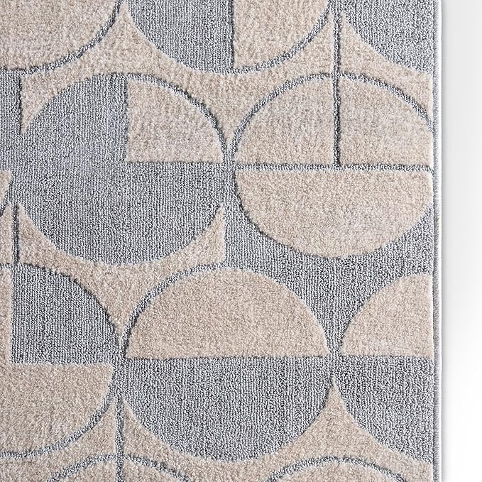 Well Woven Custom Size Hallway & Stair Runner- Harlow Harmony Ivory/Grey 27 Inches Wide x 50 Feet Long Runner (27" x 50') Runner Rug - Modern Geometric Pattern, Ultra-Soft, Easy-Clean