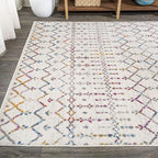 JONATHAN Y Boho Vintage Diamond Ivory/Multi Indoor Area Rug 3X5 ft, Moroccan Hype for Living Room, Bedroom, Kitchen, Office, Easy-Cleaning, High Traffic, Pet-Friendly, Non-Shedding (MOH101E-3)