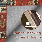 YJ.GWL 2x6 Rug Runners for Hallways, Non Slip Kitchen Washable Long Runner Rugs, Soft Floral Vintage Carpet Runner for Livingroom Bedroom Bathroom Entryway, Orange-Red