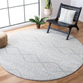 SAFAVIEH Tulum Collection Area Rug - 8' Round, Light Grey & Ivory, Moroccan Boho Tribal Design, Non-Shedding & Easy to Clean, Ideal for Living Room, Bedroom, Dining Space (TUL272F)