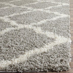 SAFAVIEH Dallas Shag Collection Runner Rug - 2'3" x 20', Grey & Ivory, Trellis Design, Non-Shedding & Easy Care, 1.5-inch Thick Ideal for High Traffic Areas in Living Room, Bedroom (SGD257G)