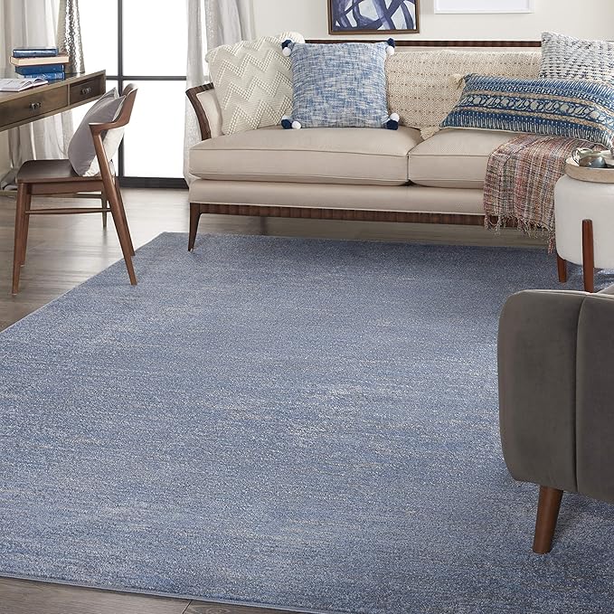Nourison Home Nourison Essentials Blue Grey 10' x 14' Area Rug - Easy Clean, Non Shedding, Bed Room, Living Room, Dining Room, Kitchen (10' x 14')