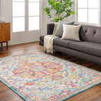 Livabliss Odelia Vintage Bohemian Area Rug,5'3" x 7'3",Orange/Aqua