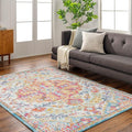 Livabliss Odelia Vintage Bohemian Area Rug,7'10" x 10'3",Orange/Aqua