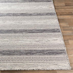 Mark&Day Wool Rugs, 2x8 Marvelle Global Medium Gray Runner Area Rug, Black Ivory Carpet for Hallway, Kitchen, Bedroom or Living Room (2'6" x 8' Runner)