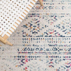 SAFAVIEH Tulum Collection Runner Rug - 2' x 15', Ivory & Blue, Moroccan Boho Tribal Design, Non-Shedding & Easy to Clean, Ideal for Living Room, Hallway, Foyer, Bedroom (TUL272C)