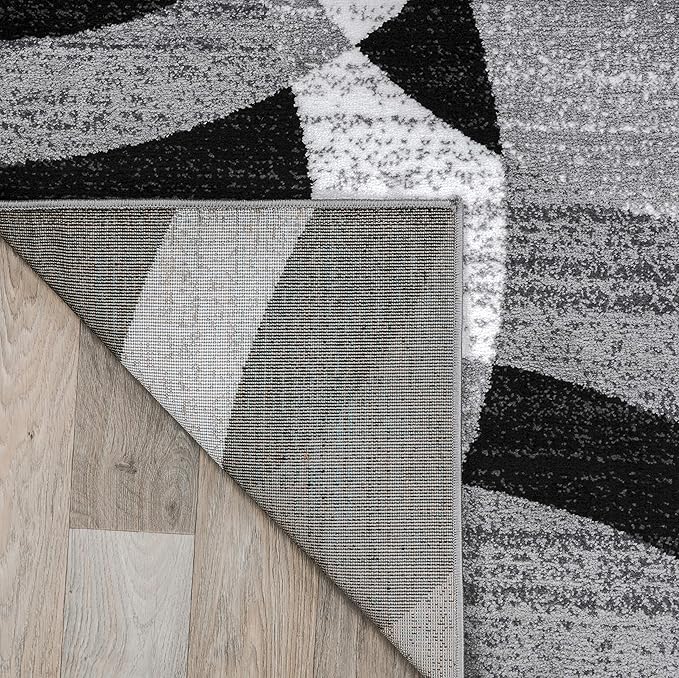 Rugshop Contemporary Abstract Circles Perfect for high Traffic Areas of Your Living Room,Bedroom,Home Office,Kitchen Area Rug 6'6" x 9' Gray
